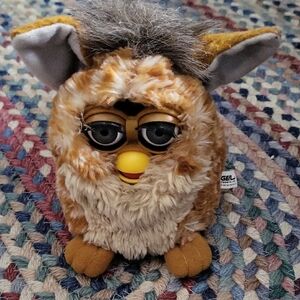 Interactive Plush Toy with Brown and Gray Fur